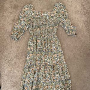CJLA square neck smocked floral dress size S